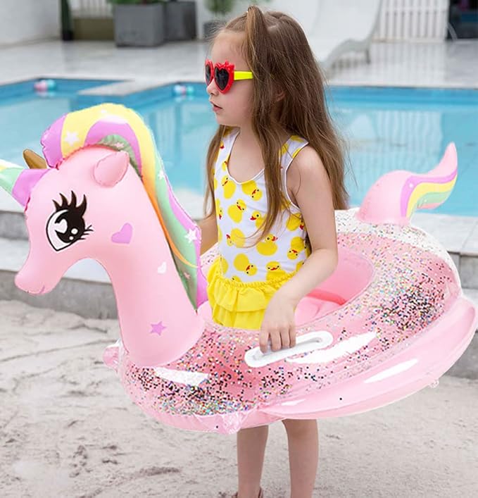 New Baby Swimming Pool Floats for Toddler Kids 8-48 Months Under 44lb, Inflatable Swim Ring Water Raft with Seat for Summer Beach Outdoor Children Infant Bath Toys