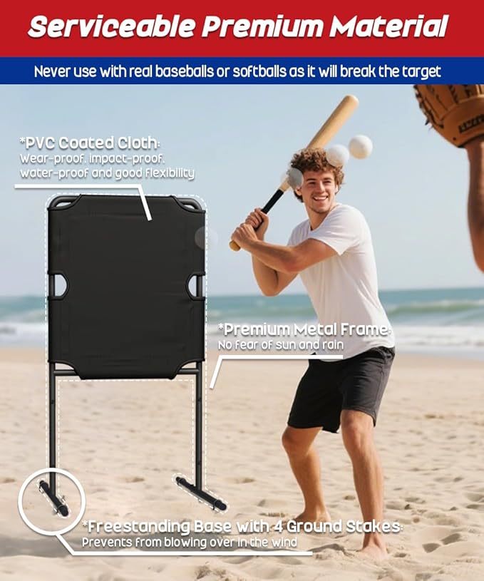 Garbuildman Baseball Strike Zone Target for Plastic Balls, Portable Metal Frame Pitching & Hitting Training Tool for Outdoor