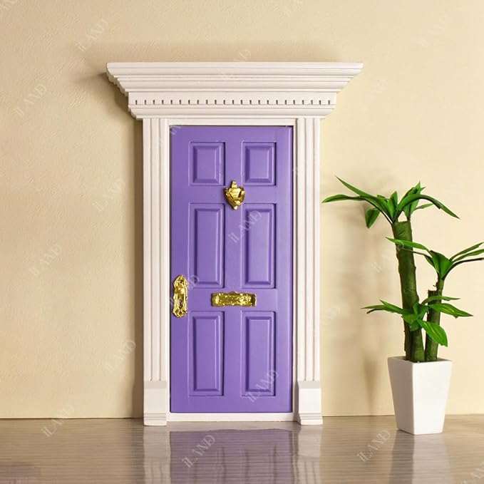 iLAND Dollhouse Door on 1:12 Scale, Miniature Door w/Handle & Knocker (Neoclassical Mini Door)