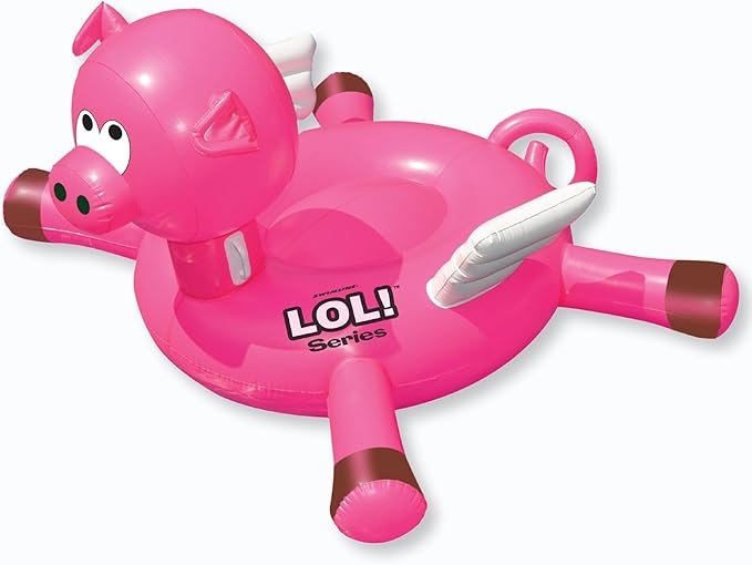 SWIMLINE ORIGINAL 90266 Giant Inflatable LOL Pig Pool Float | Oversized Ride-On Raft with Stable Legs & Wings | Loung Floatie Perfect for Parties & Cooling