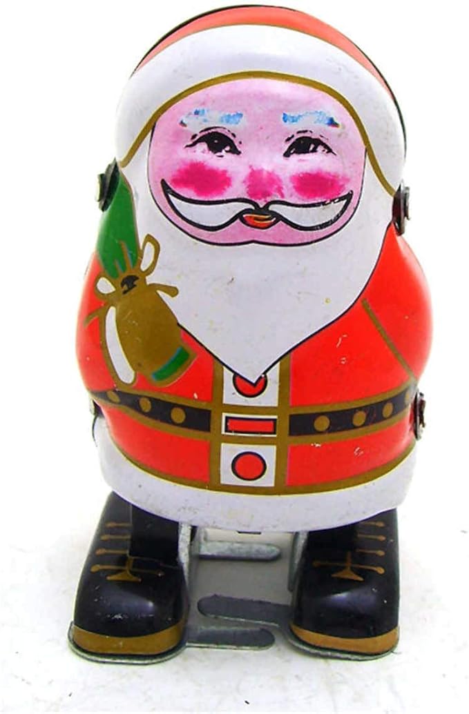 Charmgle Wind-Up Tin Toy Santa, Retro Walking Robot Adult Collection Clockwork Toy, Xmas Party Favor Toys Home Store Stage Decoration