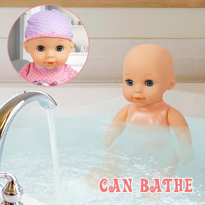 RedCrab Baby Doll Toys Set, Newborn Dolls PlaySet with High Chair Stroller Feeding ,Tableware Set and Doll Clothes Accessories, 15+ pcs Toddler Pretend Play Gift Toys for Girls - 12" Dolls