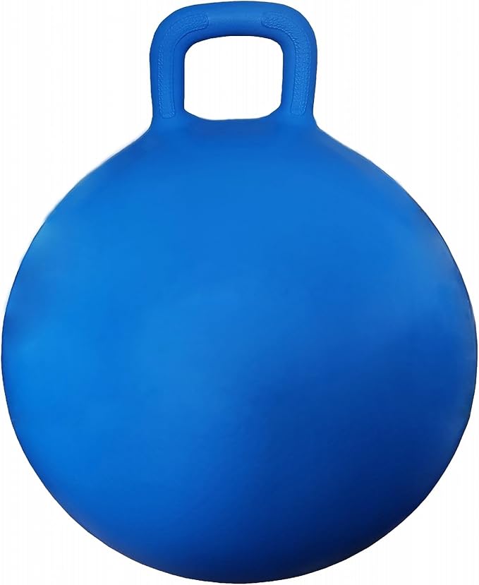 AppleRound Space Hopper Ball with Air Pump: 28in/70cm Diameter for Age 13+, Kangaroo Bouncer, Bouncy Ball with Handle, Hippity Hoppity Hop Ball for Teens & Adults, Plain Color (Blue)