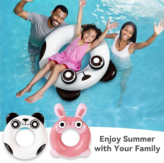 Pool Wave Kids Swim Ring Pool Floats, Toddler Inflatable Animal Swimming Tube Floaties, Outdoor Water Floating Toy, Summer Family Party Gift 3 4 5 6 7 8 9 Year Old Boy Girl Children Teens - 2 Pack