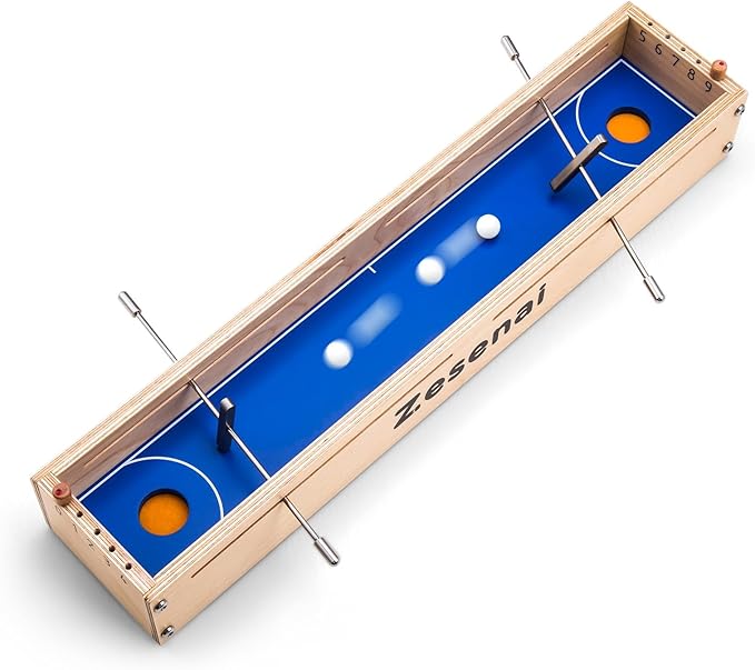 Micro Football Game – 2-Player Wooden Tabletop Skill Game, Mini Foosball & Hockey Fast-Action Play, Family Night or Friends Party, Soccer Board Game Gift for Kids & Adults
