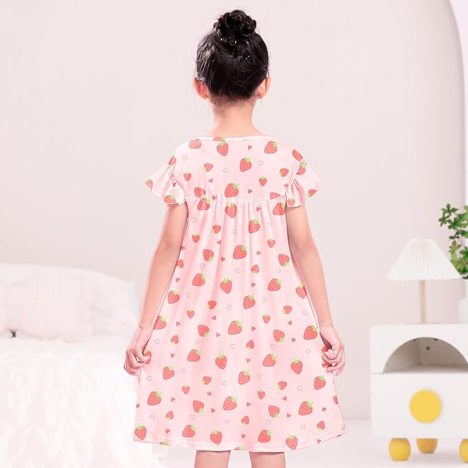 ICOSY Matching Doll & Girls Nightgowns Clothes Girls Pajamas Sleepwear Outfit for Kids and 18" Girl Doll