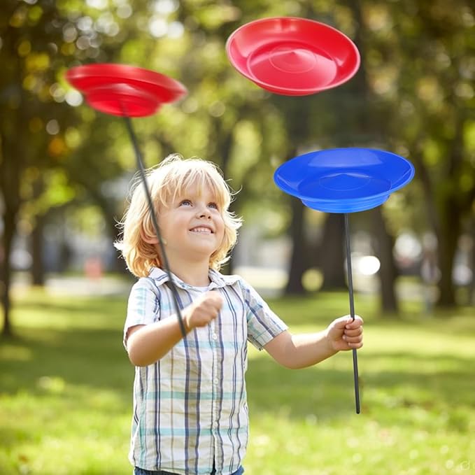 TOYANDONA 2 Sets Juggling Kit - Juggling Spinning Plate with Sticks Toy Circus Spinning Plate for Festivals Paty Performances Games