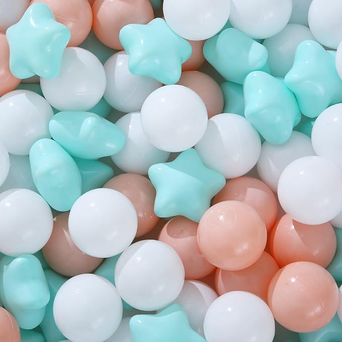 Realhaha Ball Pit Balls 50 100 200 500, Star Shapes for Babies Kids Playpen Plastic Balls for Babies Ball Pool Puppy Playballs