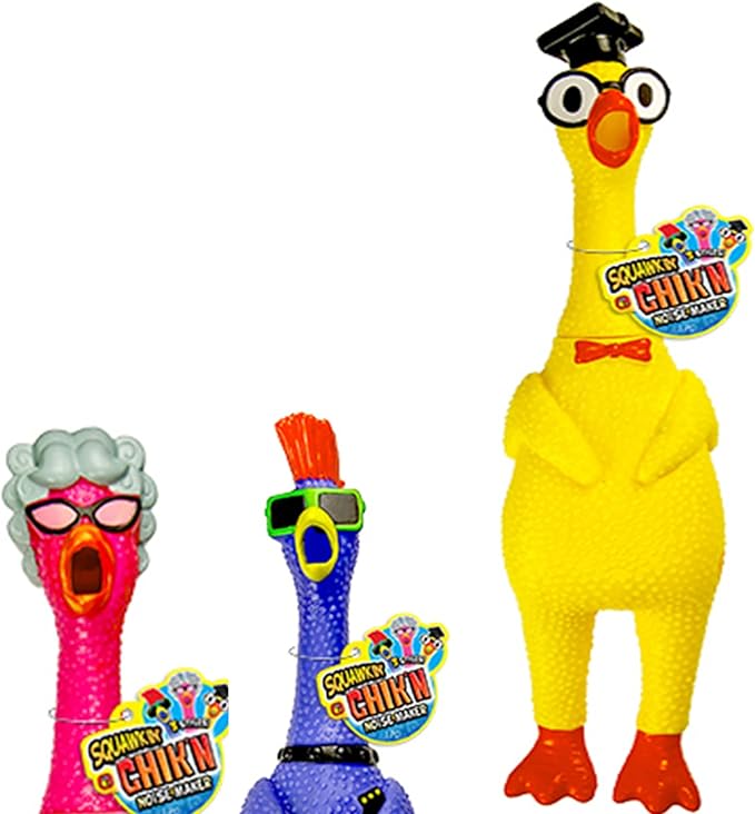 JA-RU Jumbo Screaming Chicken Toy (1 Pack) Squishy Chicken Toys for Kids | Funny Noise Maker Prank & Gag Gifts | Sensory Stress Relief Rubber Chicken Dog Toy. 1704-1p