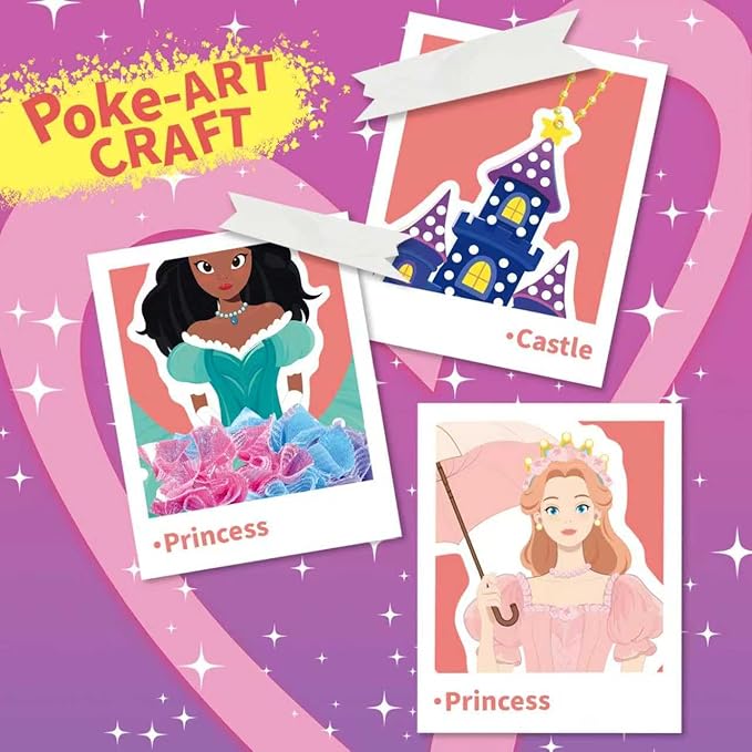 RAJRNED Poke-in Fun, Arts and Craft Kits, DIY Craft Kits, Creative Activity, Gifts for Girls & Boys Ages 4-12 (3D Princesses)