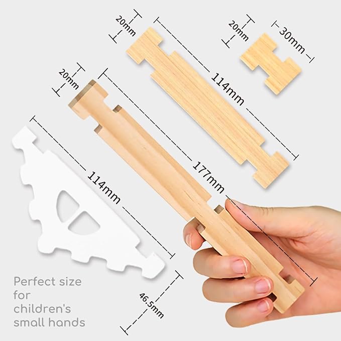 Jovi-mindly＆Notchies 96 PCS Wooden Blocks Wooden Toys with Storage Bag, Preschool Learning Toys Wood Blocks Building for Kids Ages 4-8 Creative Construction Game,FSC Certified,Easter Toys Gifts
