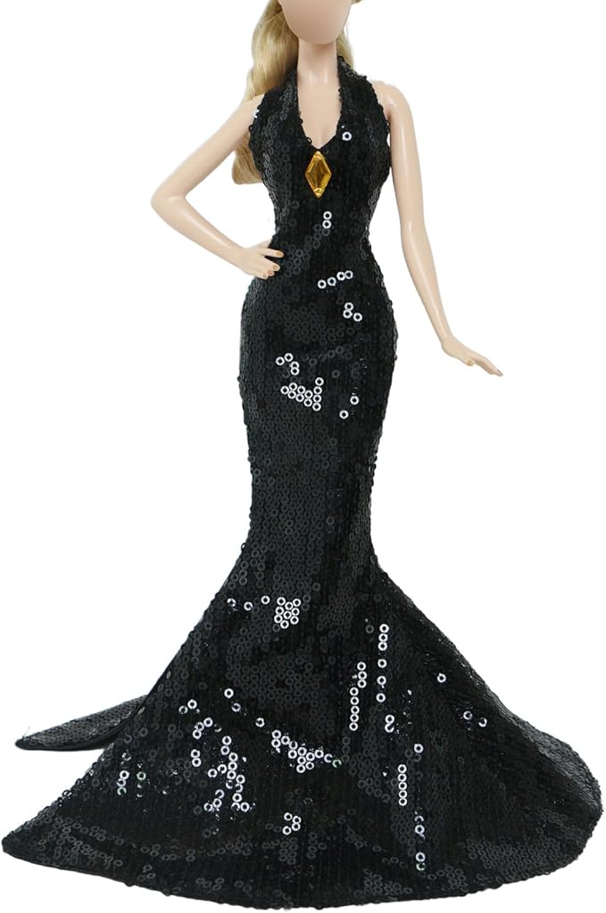 BJDBUS Limited Edition 3 Set Black Doll Wedding Dresses Accessories for 11.5 inch Girl Doll Princess Clothing, Gown, Skirt, Stuffs Add in Wardrobe
