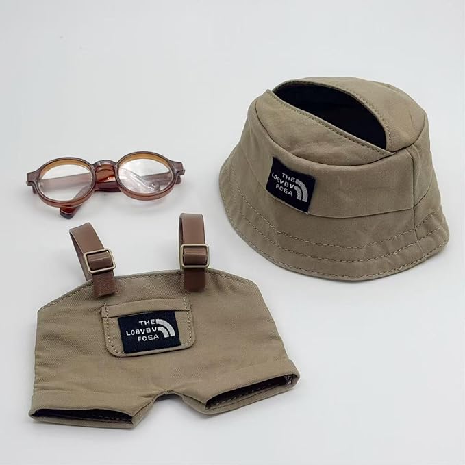 Clothes for Labubu (NO Doll) 17 cm/6.7inch Doll for Labubu Clothes Labubu Accessories Overalls Hat Glasses Dress up Stylish Outdoor Cute for Labubu Outfits