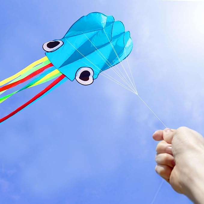 Large Octopus Kites for Kids & Adults,Big Kite for Beginners, Kites for Kids Ages 4-8,Outdoors Activities with Line and Handle