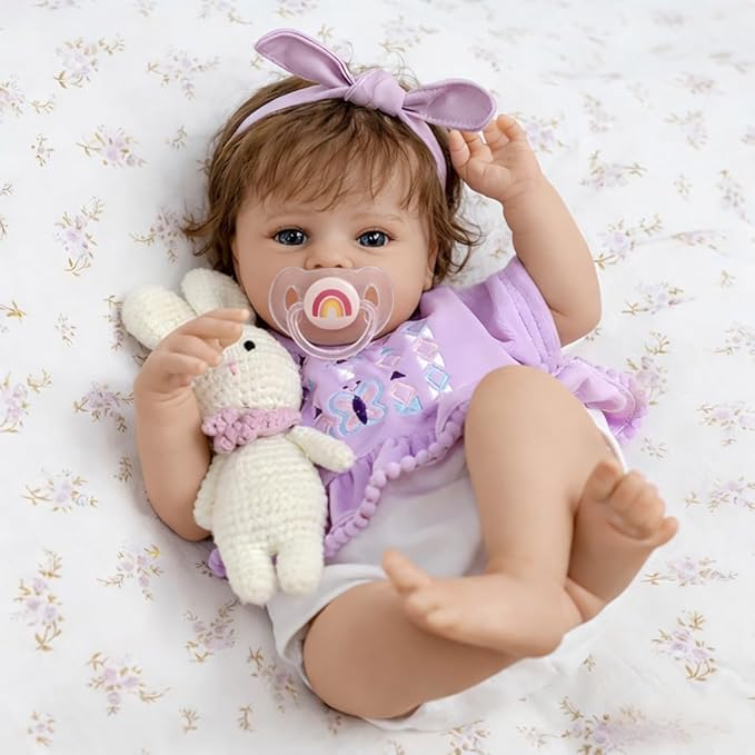 SCOM Realistic Reborn Baby Dolls-20 inch Lifelike Baby Doll Girl with Soft Weighted Body, Reallife Reborn baby Girls With Baby Accessories & Gift Box, Suitable Toy for Age 3+ Kids,Birthday/Easter Gift