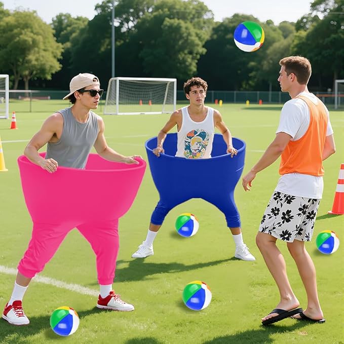 Granny Pants Outdoor Game,Granny Pants with 8 Bouncy Balls & 1 Air Pump (Random Colors) and 2 Pack Color Granny Pants Game for Adults Family Reunion & Team Building, Big Pants Ball Game