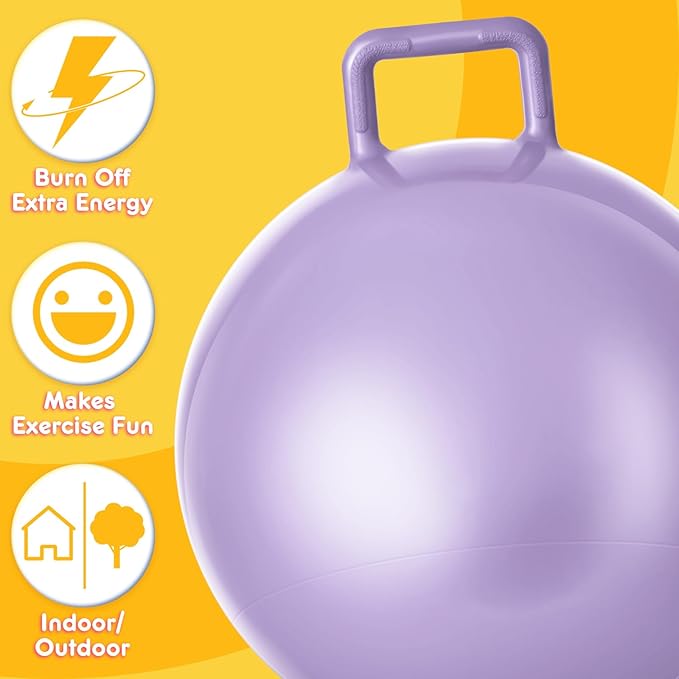Lewtemi 6 Pcs Hopper Ball Carnival Outdoor Games 32 Inch Jumping Hopping Inflatable Bouncing Ball with Handle and Air Pump for Sport Exercise(Morandi Color)