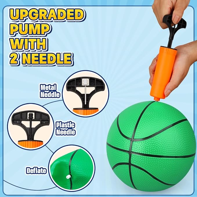 9.8 inch Basketball for Kids Adult, Rubber Bouncy Payground Kickball Dodgeball, Soft Ball for Basketball Hoop, Size 7 PVC Ball Sports Toy for Indoor Outdoor Water Pool Summer Party