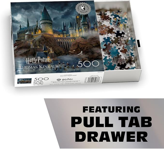 Ceaco 500 Piece Thomas Kinkade Hogwarts Castle Puzzle for Adults, Silver Select - 500 Piece Jigsaw Puzzle - Challenging and Colorful Puzzle for Adults – Precision-Cut Pieces, Beautiful Artwork