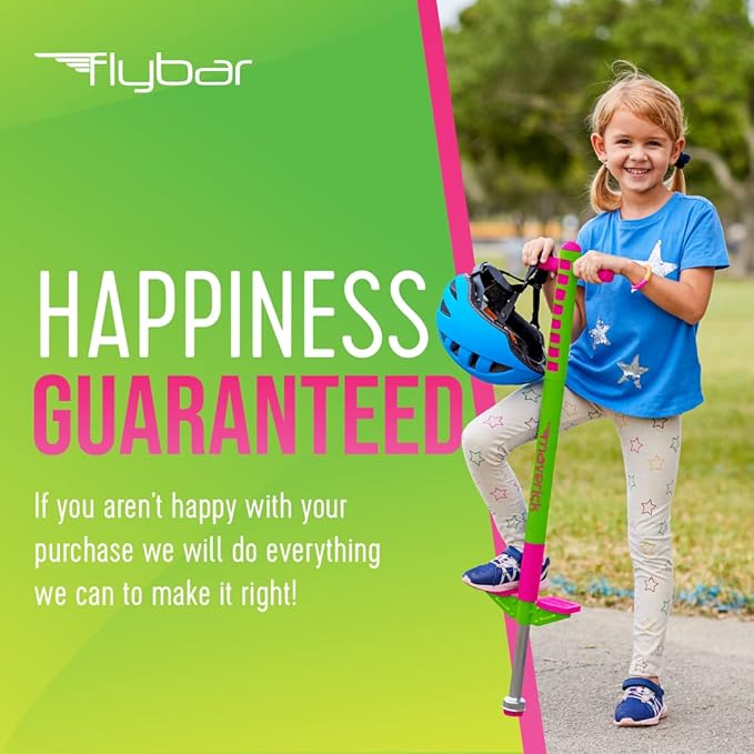 Flybar Limited Edition Foam Maverick Pogo Stick for Kids - Two New Rubber Hand Grips (Lime/Purple)