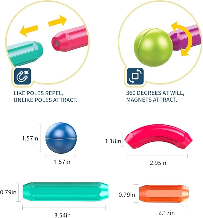 Magnetic Balls and Rods Set Building Blocks Magnets for Kids,Learning & Education Toys,Magnetic Sticks Blocks,Montessori Toys for Toddlers,Boys&Girls Gifts (64pcs)