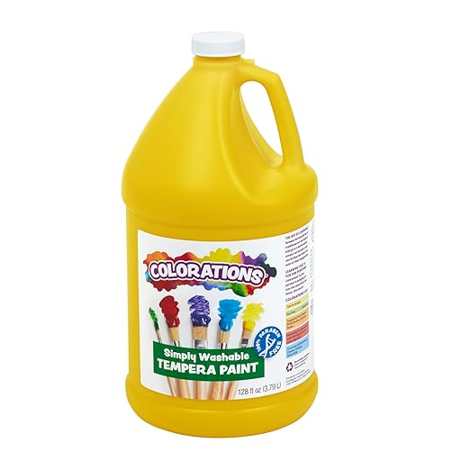Colorations Paraben-Free Washable Tempera Paint for Kids - 1 Gallon Value Size. Vibrant Yellow, Non-Toxic and Made in The USA