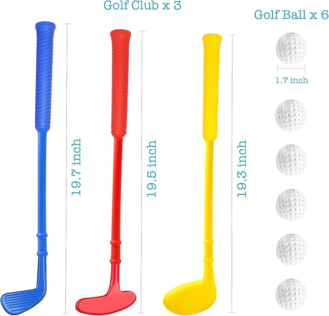 Plastic Golf Clubs for Toddlers, Kids Golf Clubs Set, Plastic Golf Toys Set for Kids 3-5 Outdoor/Indoor Golf Club and Ball Toys Birthday Gift for Boys Girls 3-8 Years
