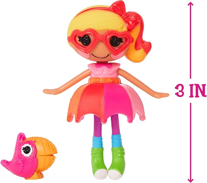 Lalaloopsy Mini Doll - April Sunsplash with Mini Pet Toucan, 3" Colorful Doll with Umbrella, Watering can & More Accessories in Reusable Package playset, for Ages 3-103,Multicolor,579083