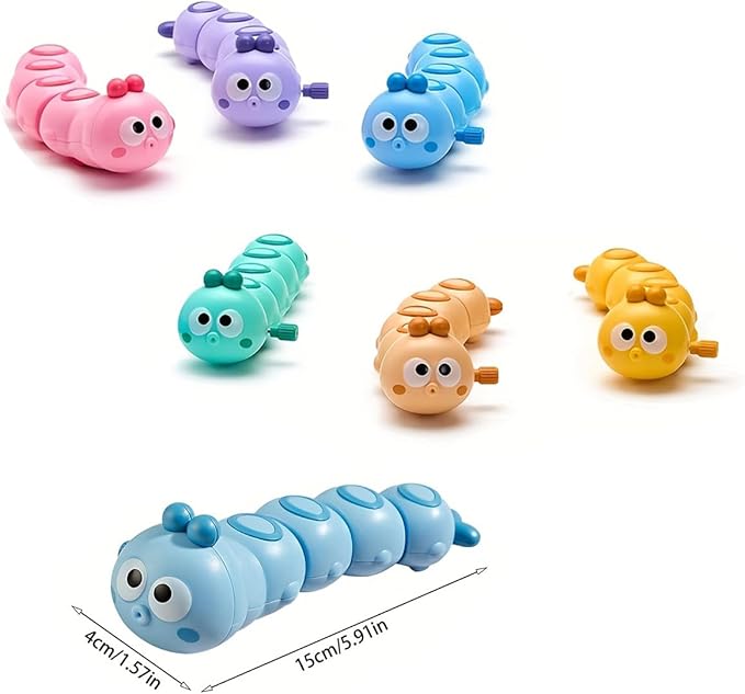 6Pcs Multicolor Wind-Up Caterpillar Toy - Mechanical Crawling Insect, Educational STEM Kids Toys for Toddlers, Safe Non-Toxic Baby Gift for Birthday Party (Multicolor 6Pcs)