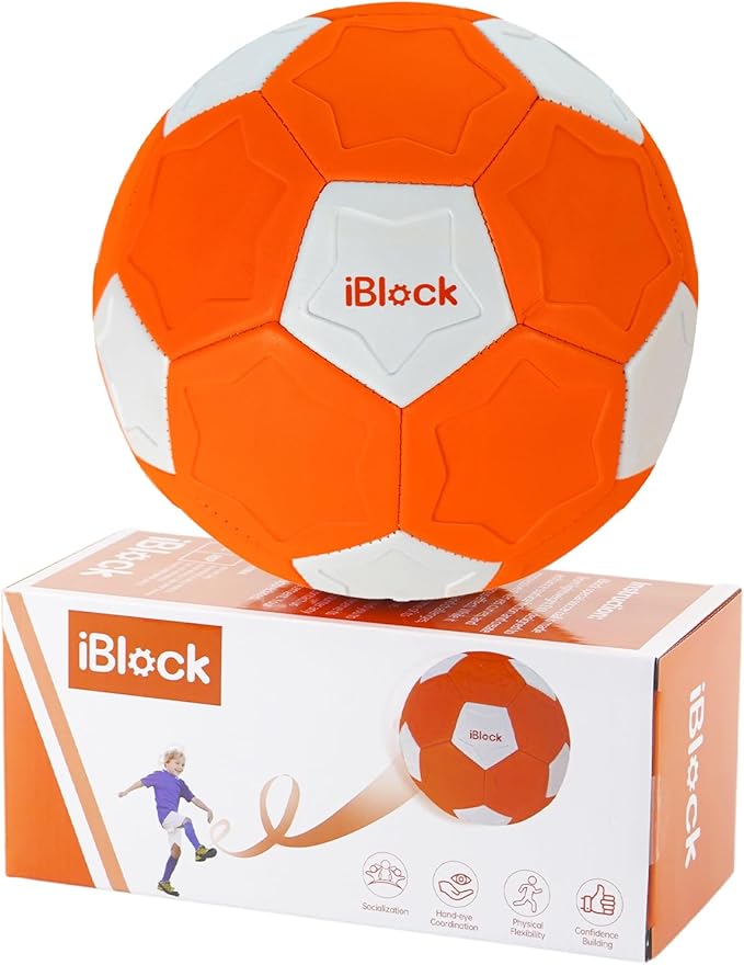 Curve Soccer Ball for Kids Size 4, Swerve Soft Soccer Ball for Boys and Girls, Indoor and Outdoor Activities Games, Safe Kick Play in Inside House, Backyard and Lawn, Comes with Pump