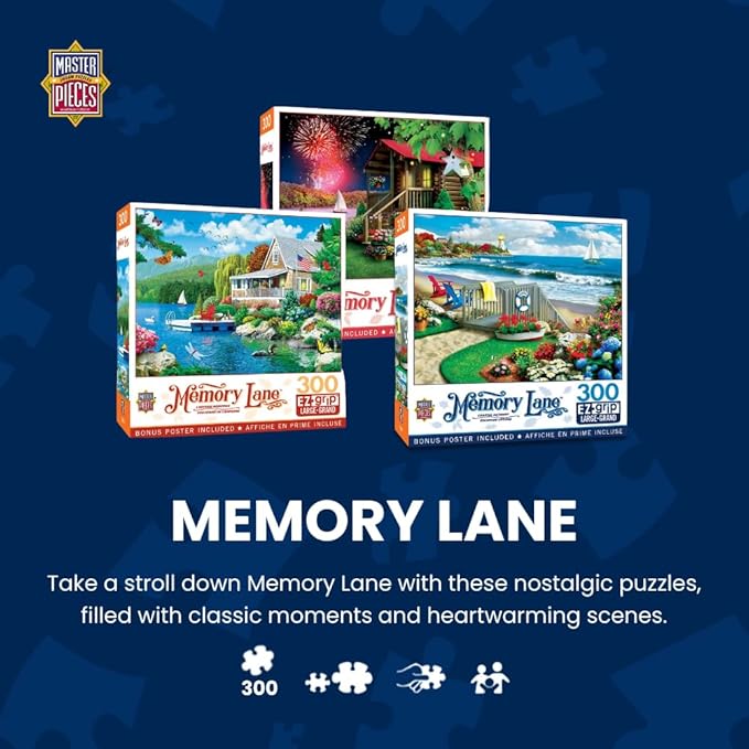 MasterPieces 300 Piece EZ Grip Jigsaw Puzzle – Coastal Getaway Beach Scene – Large Piece Puzzles for Seniors, Adults, and Family – Eco-Friendly, Non-Glare Finish, Relaxing 18" x 24" Puzzle