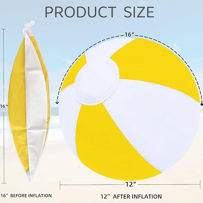6 Pack Beach Balls, Large Inflatable Beach Balls Bulk, for Parties, Beach, Pools & Play