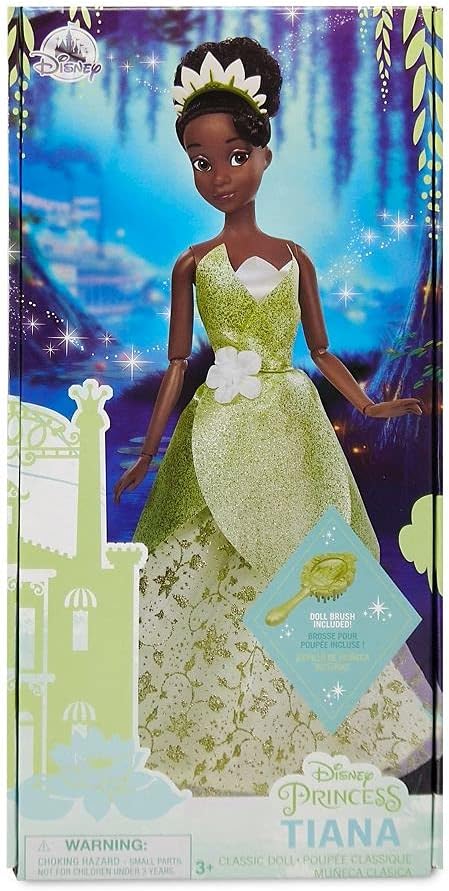Disney Store Official Princess Classic Doll (Tiana from The Princess and The Frog), 11 Inches, Includes Brush with Molded Details, Posable Toy in Classic Outfit - Disney Princess Toys