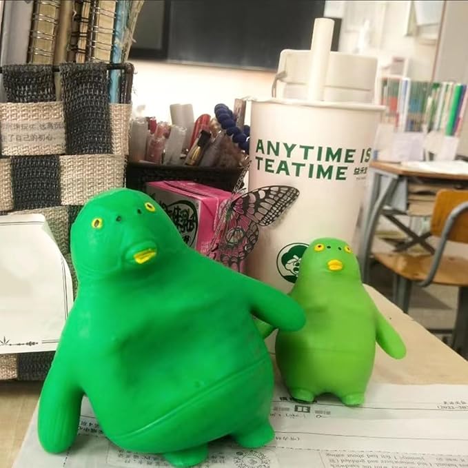 Squishy Sand Toys, Green Head Fish Toys, Stretch Stress Relief Toy, Novelty TikTok Squeeze Toys, Funny Memory Sand Sensory Stress Toy for Anxiety Women Men Kids (Big)