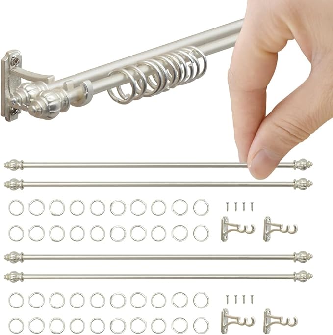 iLAND Dollhouse Accessories on 1/12 Scale, Dollhouse Decor of Curtain Rods (Luxury White)