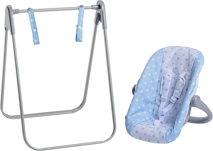 JC Toys - for Keeps Playtime | 2 in 1 Baby Doll Swing and Portable Carrier | for Dolls up to 18" | Ages 3+ | Blue