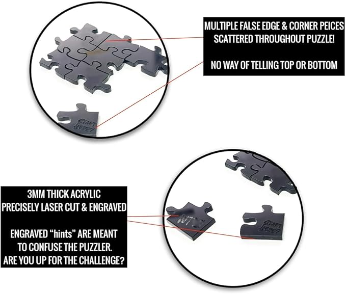 The Clearly Impossible Puzzle 100, 200, 500, 1000 Pieces Hard Puzzle for Adults Cool Difficult Clear Brain Teaser - Difficult Funny for Adults (200 Piece WTF Edition)