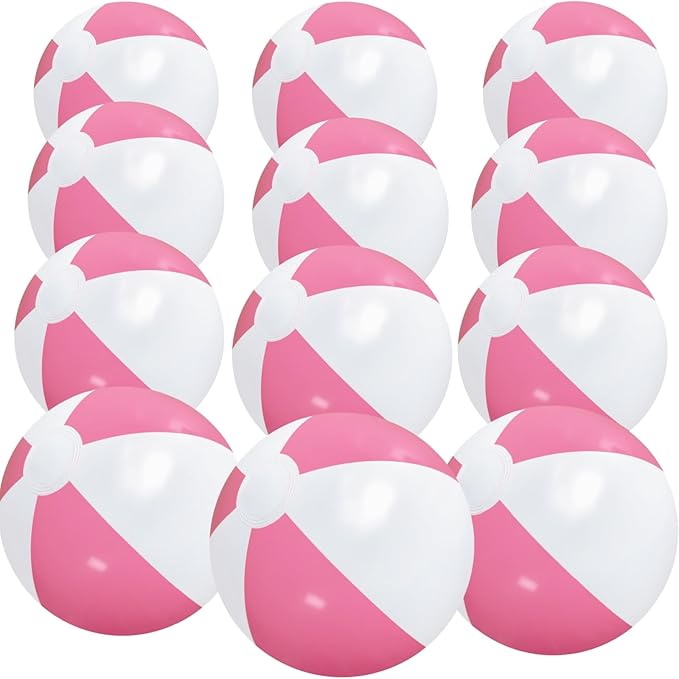 12" Beach Balls Bulk 12 Pack Inflatable Pool Ball for Kids Summer Water Games Party Supplies