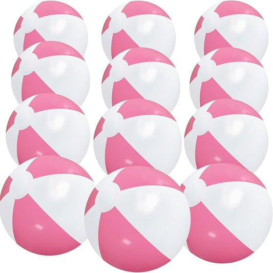 12" Beach Balls Bulk 12 Pack Inflatable Pool Ball for Kids Summer Water Games Party Supplies