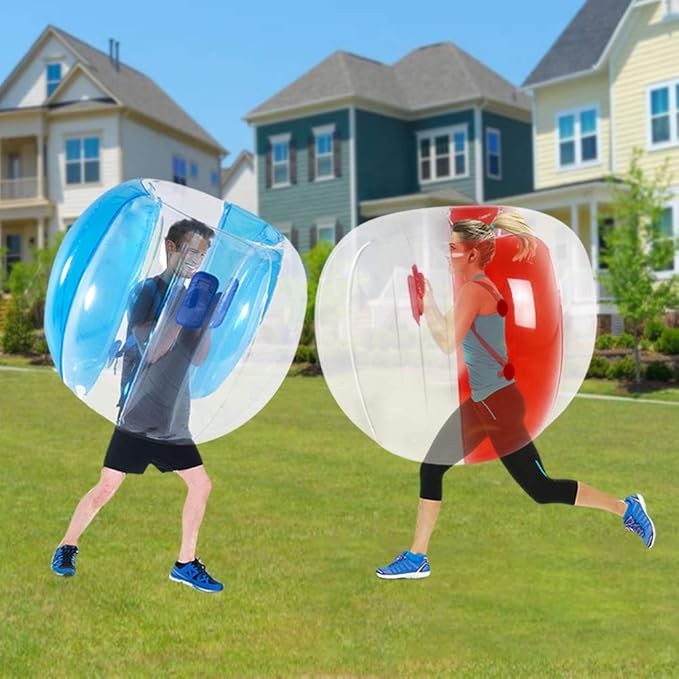 2 Pack Inflatable Bumper Balls for Adults (4ft/1.2m) Giant Sumo Balls Body Bumpers Balls Buddy Zorb Ball Outdoor Toys for Kids Yard Human Bubble Ball Hamster Ball(Red+Blue, 48inch)