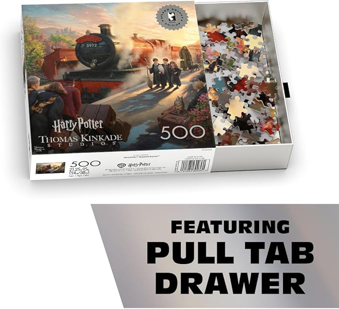 Ceaco - 500 Piece Silver Select Thomas Kinkade Hogwarts Express Jigsaw Puzzle Challenging and Colorful Puzzle for Adults – Precision-Cut Pieces, Beautiful Artwork, and Hours of Relaxing Fun