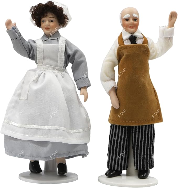 iland Dollhouse People for 1 12 Scale Accessories Miniature 6 inch Dolls for Doll House Little People Figures Mini Dollhouse Family Set Porcelain Action Figures Cute Realistic