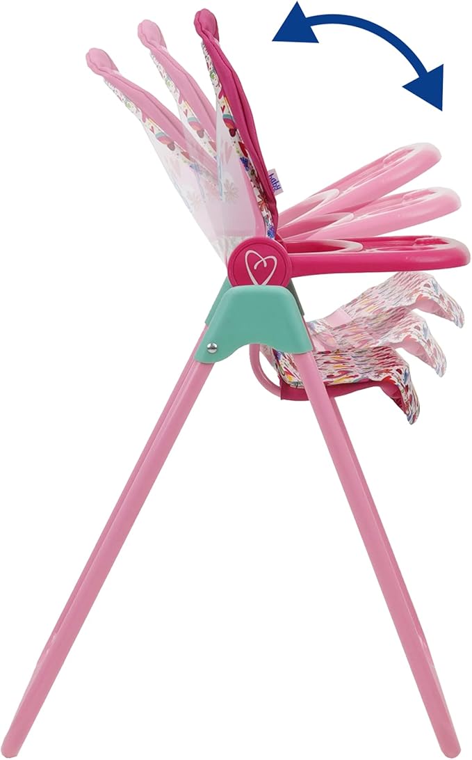 Baby Alive 509 Crew Doll High Chair Set - Pink & Rainbow - 6 Pieces, Fits Dolls Up to 24", Highchair w/Front Feeding Tray & 5 Feeding Accessories, Pretend Play for Kids Ages 3+
