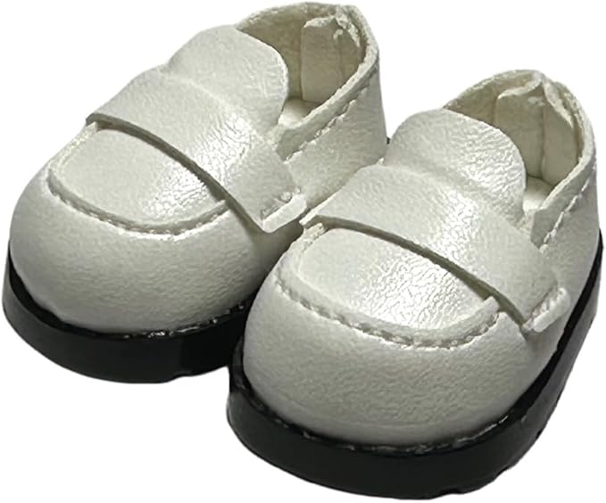 Premium Doll Shoes for Lububu, 15cm 17cm Dolls Accessories, Mini Leather Shoes Fashion Dress Up Doll Shoes Replacement (1, Loafer - White)