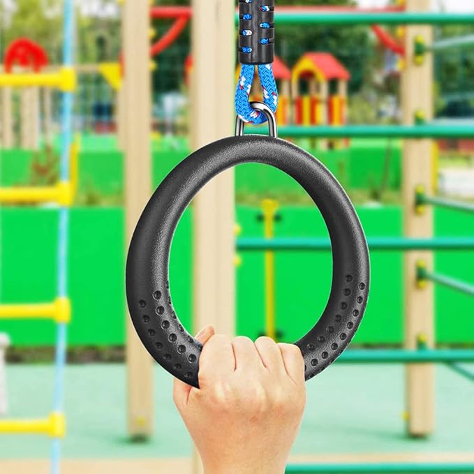 Dolibest 2 Pack of Ninja Gymnastic Rings,Monkey Ring Outdoor Backyard Ninja Accessories Set,Swing Bar Rings Obstacle Course for Training Equipment for Teens,1000LB Capacity