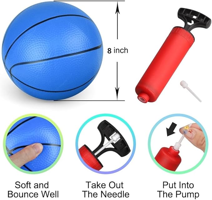 Dilabnba 8" Mini Rubber Replacement Basketballs for Basketball Hoop/Pool, Kids Toddler Soft Beach Bouncy Ball Sports Party Game, Junior Balls Indoor Outdoor Arcades Games, Lightweight (4PCS)