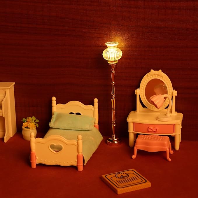 TOYANDONA Miniature Dollhouse Lamp - 1/12 Scale Doll House Floor Lamp Miniature Dollhouse Lights Led Battery Operated for Doll House Decoration Accessories