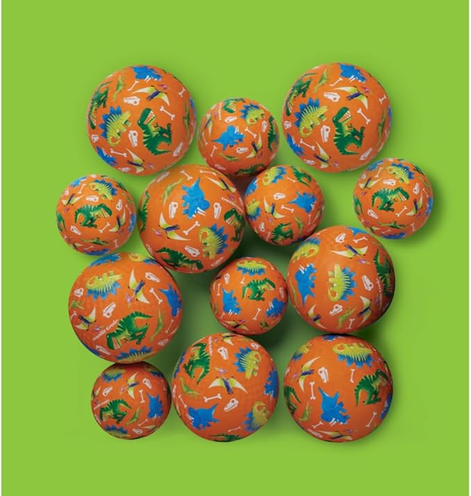 Crocodile Creek Playground Ball - Durable Rubber Ball for Kids Ages 3 and Up - Bouncy Inflatable Ball for Kickball, Indoor Games, and Outdoor Sports - PVC-Free - Dinosaur - 7-inch Diameter