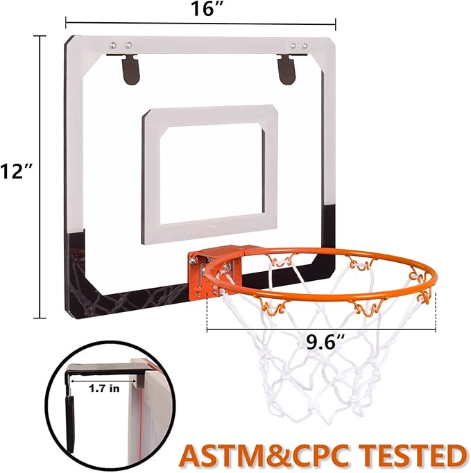 NI-ROU Indoor Mini Basketball Hoop for Kids,Mini Basketball Hoop with Electronic Scoreboard & 2 Balls,Over The Door Basketball Hoop with LED Lighting, Basketball Wall-Mount Hoops & Goals Toys