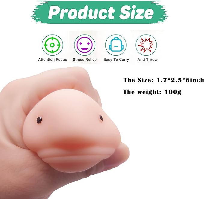 Blobfish Toy, Pull, Stretch and Squeeze Stress, Cute Fish Toy for Anxiety Relief, Funny Cute Sensory Toys for Autism, Birthday, Christmas, Office, Stocking Stuffer Gift